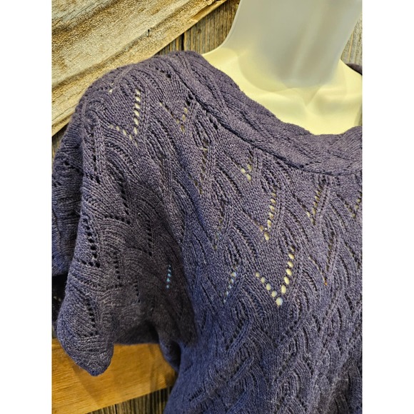 Coldwater Creek open knit short sleeve layering sweater XS EUC ^ - Picture 4 of 7